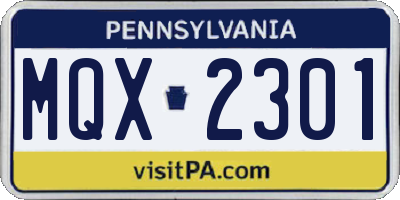 PA license plate MQX2301