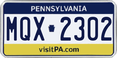 PA license plate MQX2302