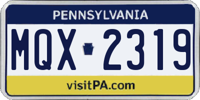 PA license plate MQX2319