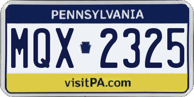 PA license plate MQX2325