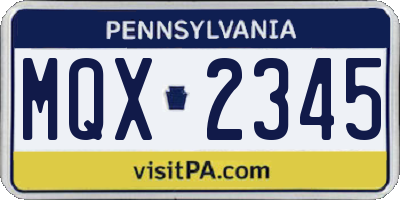 PA license plate MQX2345