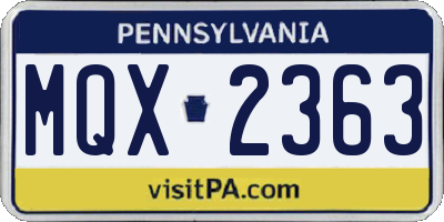 PA license plate MQX2363