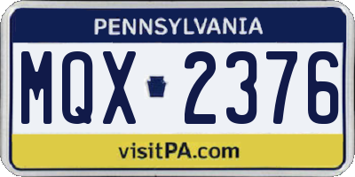 PA license plate MQX2376