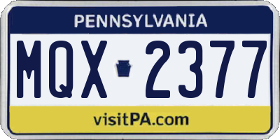 PA license plate MQX2377