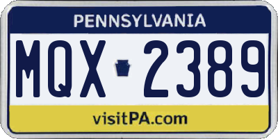 PA license plate MQX2389
