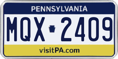 PA license plate MQX2409