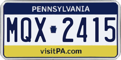 PA license plate MQX2415