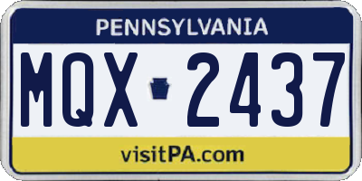 PA license plate MQX2437