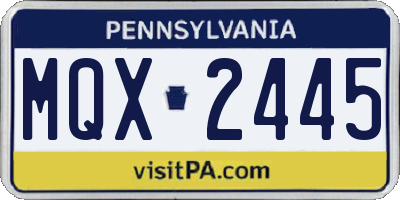 PA license plate MQX2445