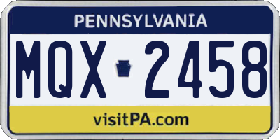 PA license plate MQX2458