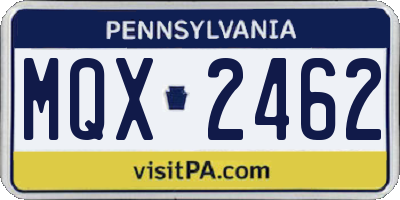 PA license plate MQX2462