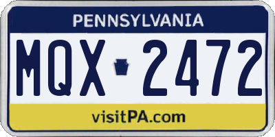 PA license plate MQX2472