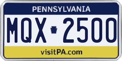 PA license plate MQX2500