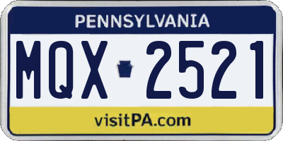 PA license plate MQX2521