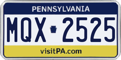PA license plate MQX2525