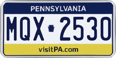 PA license plate MQX2530
