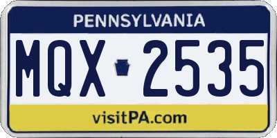 PA license plate MQX2535
