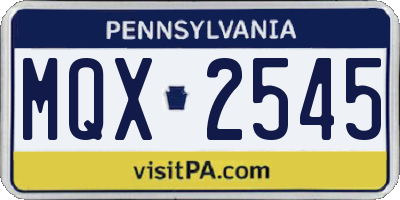 PA license plate MQX2545