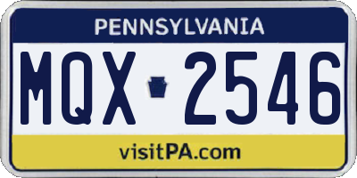 PA license plate MQX2546