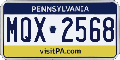 PA license plate MQX2568