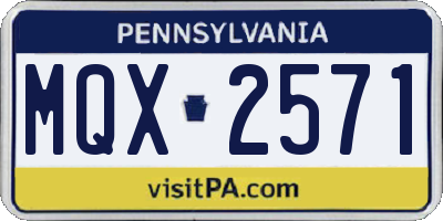 PA license plate MQX2571