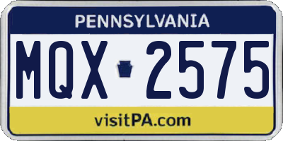 PA license plate MQX2575