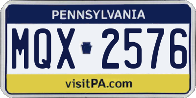 PA license plate MQX2576