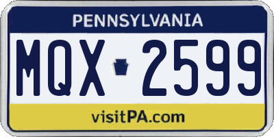 PA license plate MQX2599