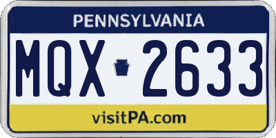 PA license plate MQX2633