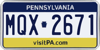 PA license plate MQX2671