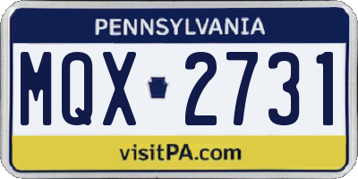 PA license plate MQX2731