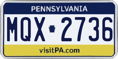 PA license plate MQX2736