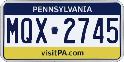 PA license plate MQX2745