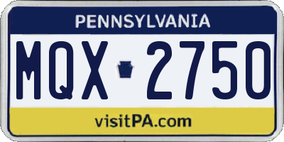 PA license plate MQX2750