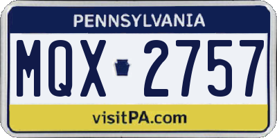 PA license plate MQX2757