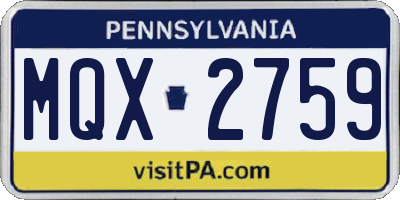 PA license plate MQX2759