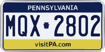PA license plate MQX2802