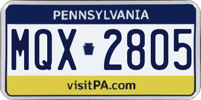 PA license plate MQX2805