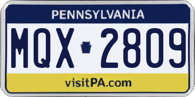 PA license plate MQX2809