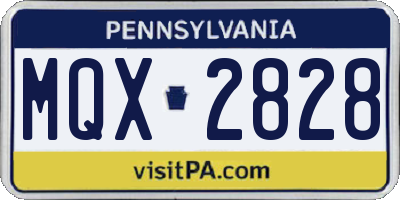 PA license plate MQX2828