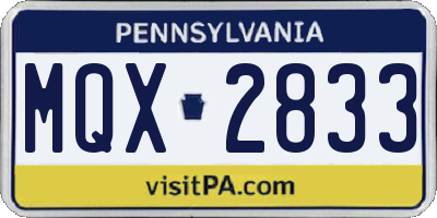 PA license plate MQX2833