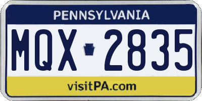 PA license plate MQX2835
