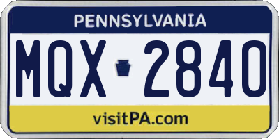 PA license plate MQX2840