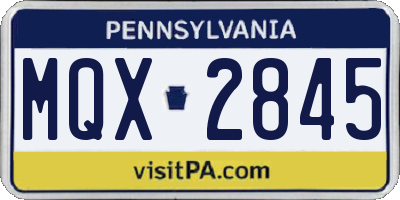 PA license plate MQX2845
