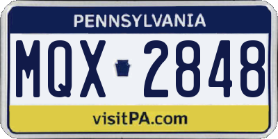 PA license plate MQX2848