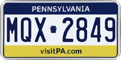 PA license plate MQX2849