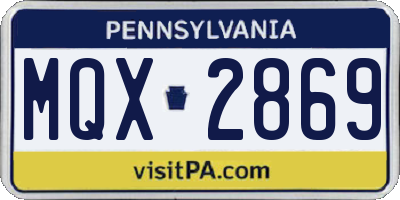 PA license plate MQX2869