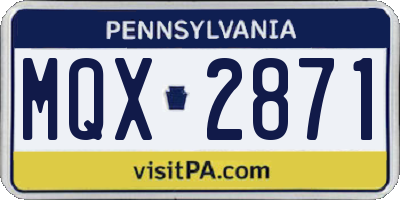 PA license plate MQX2871