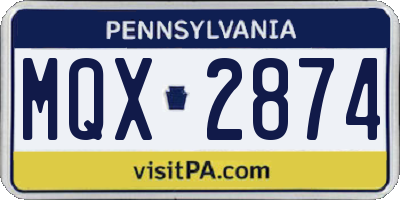 PA license plate MQX2874