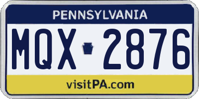 PA license plate MQX2876